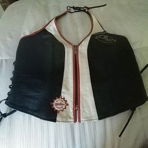 Woman's leather halter vest